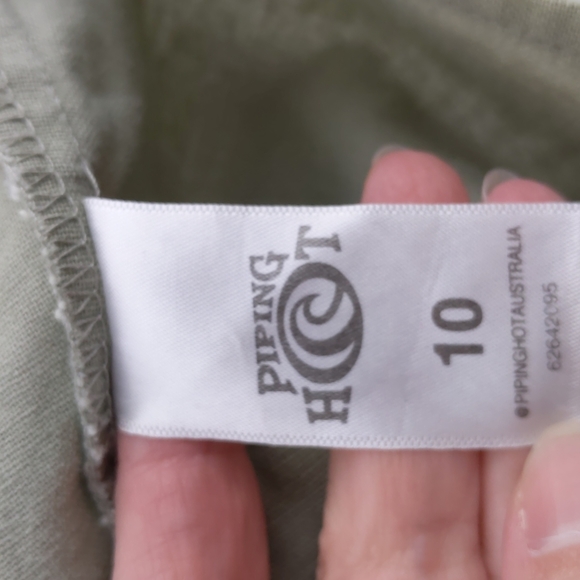 Piping Hot Women's Dress Size 10 Green A-Line Adjustable Straps Shirring Buttons - Picture 15 of 16